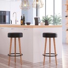 Kit 03 Banquetas Cozinha Londres Estofada D-33 Com Pés De Mad