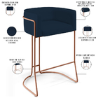 Kit 03 Banquetas Decorativas Fixa Base De Aço Cobre Betina D0