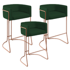 Kit 03 Banquetas Decorativas Fixa Base De Aço Cobre Betina D0