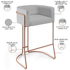 Kit 03 Banquetas Decorativas Fixa Base De Aço Cobre Betina D0