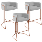 Kit 03 Banquetas Decorativas Fixa Base De Aço Cobre Betina D0