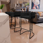 Kit 03 Banquetas Decorativas Fixa Base De Aço Preto Betina D0