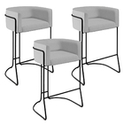 Kit 03 Banquetas Decorativas Fixa Base De Aço Preto Betina D0