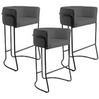 Kit 03 Banquetas Decorativas Fixa Base De Aço Preto Betina D0