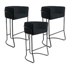 Kit 03 Banquetas Decorativas Fixa Base De Aço Preto Betina D0