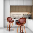 Kit 03 Banquetas Kobe Giratória Com Base De Madeira E Apoio D