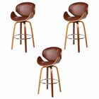 Kit 03 Banquetas Kobe Giratória Com Base De Madeira E Apoio D