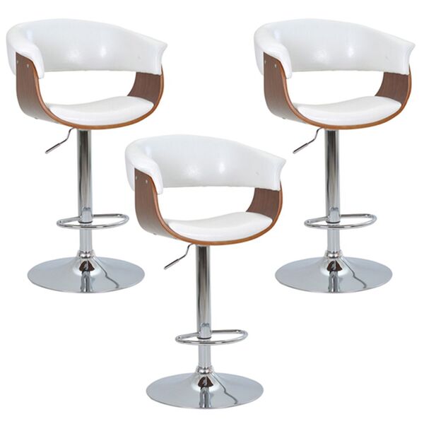 Kit 03 Banquetas Para Cozinha Giratória Brenna Base Disco Pu