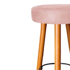 Kit 03 Banquetas Rubi Pés Madeira Suede Rose