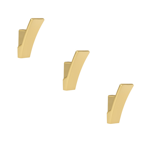 Kit 03 - Cabide Com Gancho De Parede (leblon Ouro Fosco)