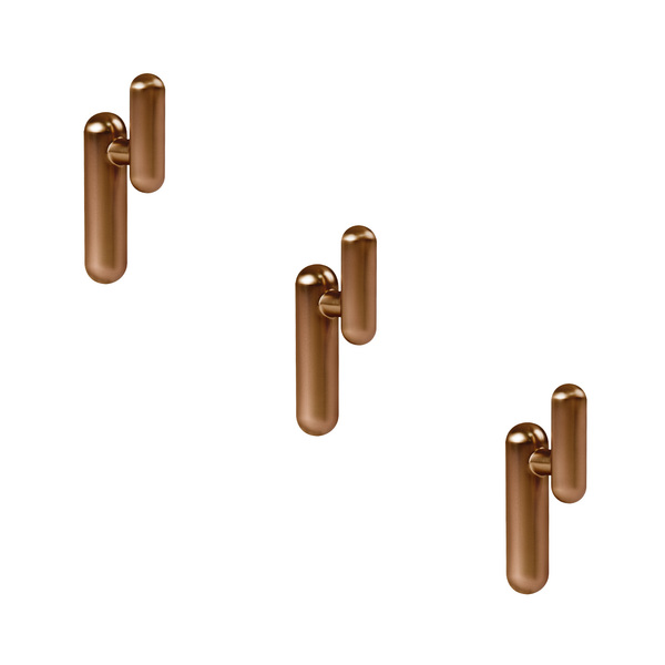 Kit 03 - Cabide Com Gancho De Parede (moema Rosé Gold Fosco)