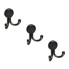 Kit 03 - Cabide Com Gancho Duplo De Parede (trindade Preto Fo