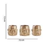 Kit 03 Cachepot Buda Sabedoria Dourado Em Cimento 7 5 Cm - D'