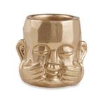 Kit 03 Cachepot Buda Sabedoria Dourado Em Cimento 7 5 Cm - D'