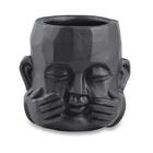 Kit 03 Cachepot Buda Sabedoria Preto Em Cimento M02 - D'rossi