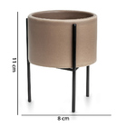 Kit 03 Cachepot Cerâmica Cinza Com Suporte Metálico Preto - D