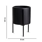 Kit 03 Cachepot Preto Com Suporte Metálico - D'rossi