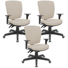 Kit 03 Cadeiras De Escritório Diretor Office Base Giratória P