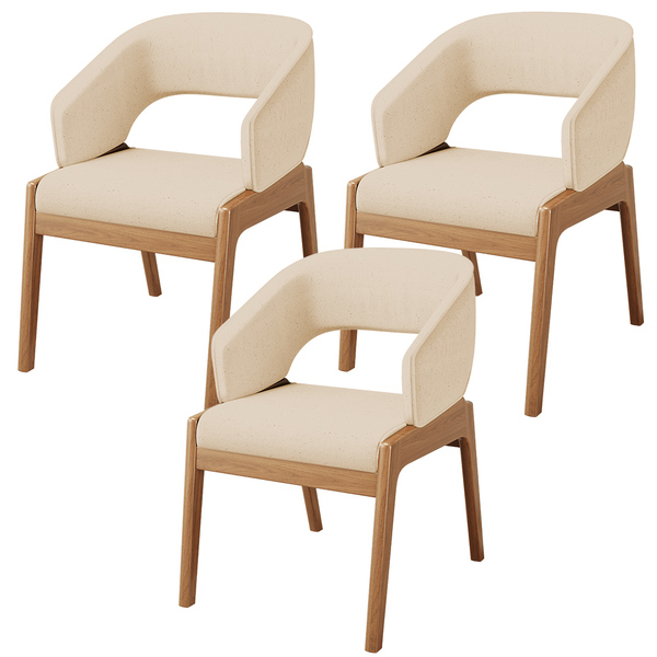 Kit 03 Cadeiras De Jantar E Estar Living Estofada Lince L02 L