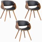 Kit 03 Cadeiras Decorativas Escritório Oga Base Madeira Pu Si