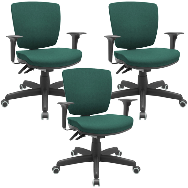 Kit 03 Cadeiras Escritório Executiva Office Giratória Preto B