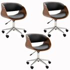 Kit 03 Cadeiras Escritório Office Oga Base Giratória Cromada