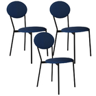 Kit 03 Cadeiras Estofada Para Sala De Jantar Azuri Preto C01