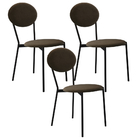 Kit 03 Cadeiras Estofada Para Sala De Jantar Azuri Preto C01