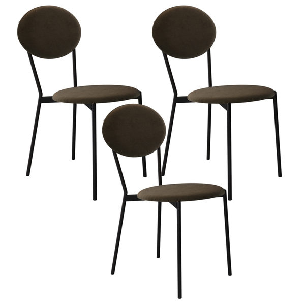 Kit 03 Cadeiras Estofada Para Sala De Jantar Azuri Preto C01