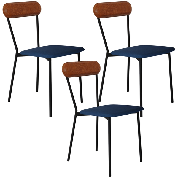 Kit 03 Cadeiras Estofada Para Sala De Jantar Liora Preto C01