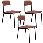 Kit 03 Cadeiras Estofada Para Sala De Jantar Sense Preto C01