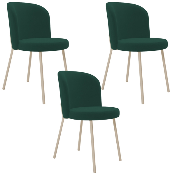 Kit 03 Cadeiras Para Sala De Jantar Cozinha Estofada Gavi Are