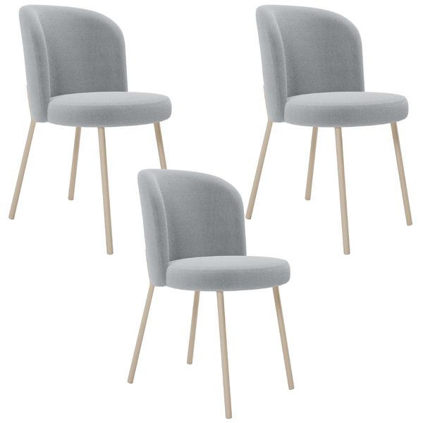 Kit 03 Cadeiras Para Sala De Jantar Cozinha Estofada Gavi Are