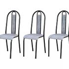 Kit 03 Cadeiras Tubular Cromo Preto 058 Assento Grafiato