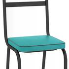 Kit 03 Cadeiras Tubular Preto Fosco 118 Assento Turquesa
