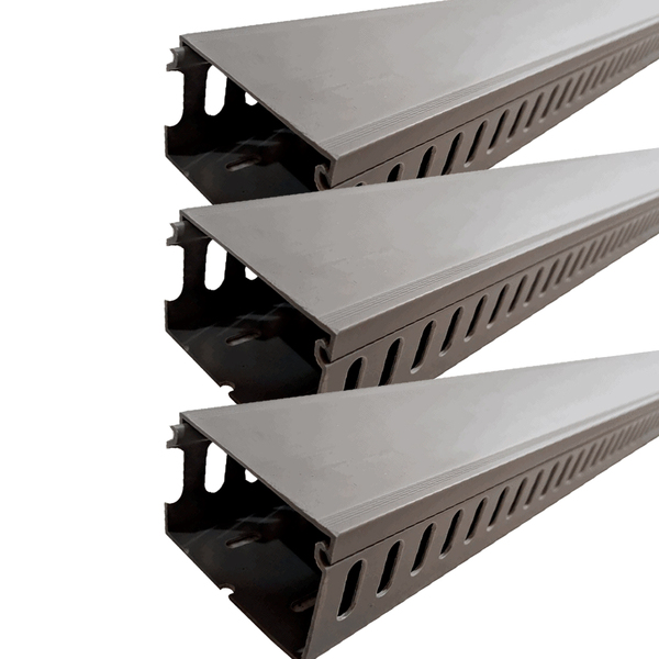 Kit 03 Canaleta Ventilada Cinza 50x80 X2000mm (axlxc) Lukma