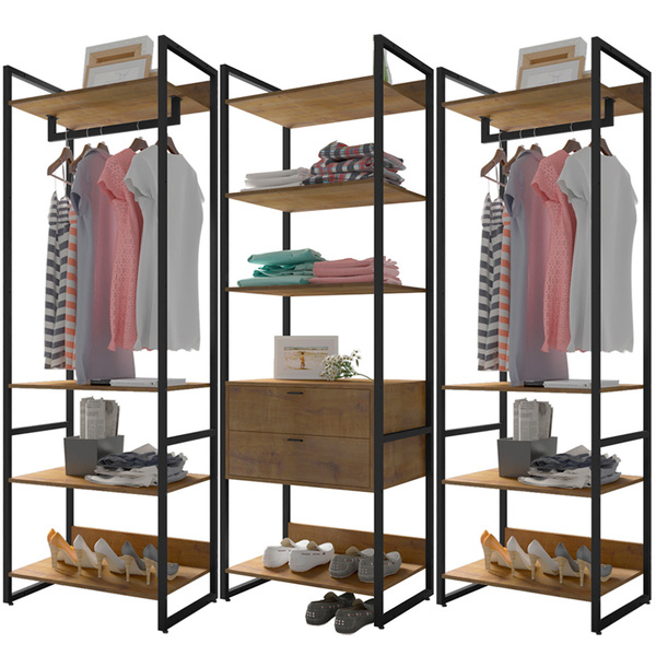 Kit 03 Closets Guarda Roupa Industrial Modulado 02 Gavetas 21