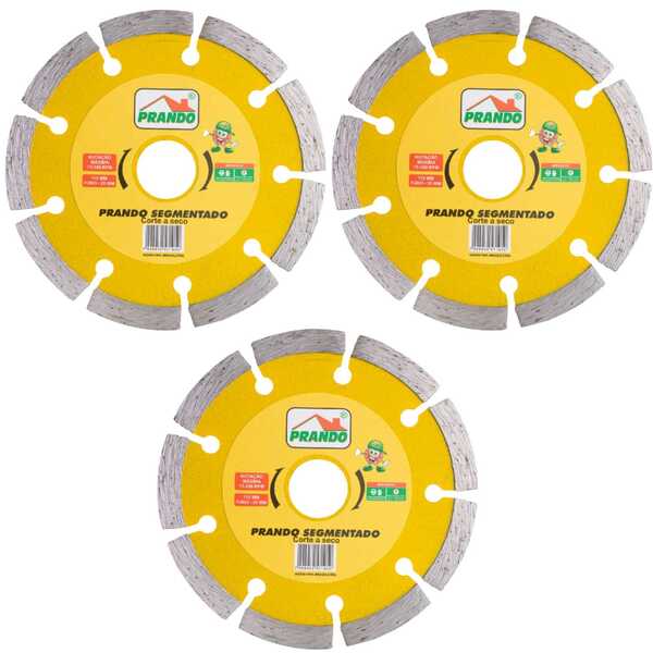 Kit 03 Discos Prando Segmentado 110 Mm X 20 Mm Mármore