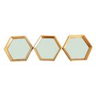 Kit 03 Espelhos Decorativo Moldura Hexagonal Dourado  16 5 X