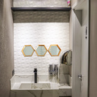 Kit 03 Espelhos Decorativo Moldura Hexagonal Dourado  16 5 X