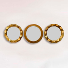 Kit 03 Espelhos Decorativo Moldura Redonda Dourado 26 Cm - D'