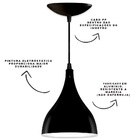 Kit 03 Luminárias Lustre Gota Preta Brilhante