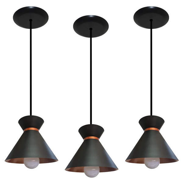 Kit 03 Lustres Pendente Ideal Para Balcão Cozinha Americana,