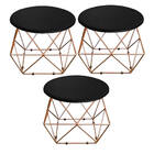 Kit 03 Mesa De Centro Lol Industrial Pé Ferro Bronze Tampo Ma