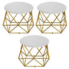 Kit 03 Mesa De Centro Lol Industrial Pé Ferro Dourado Tampo M