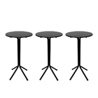 Kit 03 Mesas Bistrô Para Bar Área De Lazer Cafeteria Preta