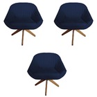 Kit 03 Poltrona Anitta Giratória Suede Azul Marinho - D'class