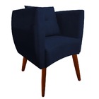 Kit 03 Poltrona Bia Pés Palito Suede Azul Marinho - D'classe