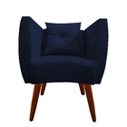 Kit 03 Poltrona Bia Pés Palito Suede Azul Marinho - D'classe