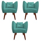 Kit 03 Poltrona Bia Pés Palito Suede Azul Tiffany - D'classe